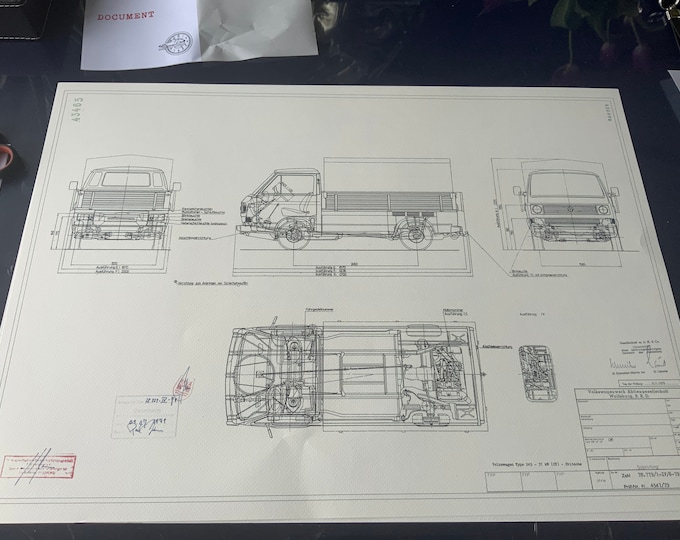 VW T3 flatbed type 245 construction drawing ART work blueprint