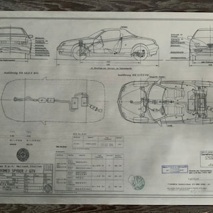 Alfa Romeo Spider 916 1995 construction drawing ART work