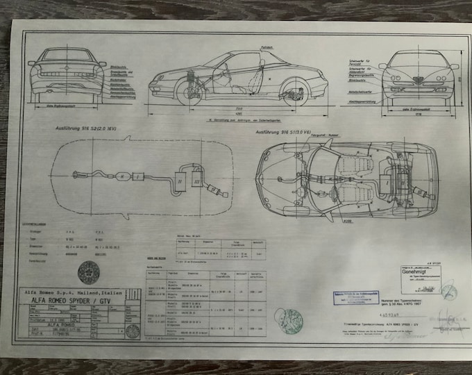 Alfa Romeo Spider 916 1995 construction drawing ART work