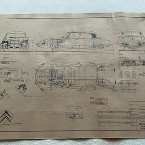 Citroën DS 20 1968 design drawing ART work