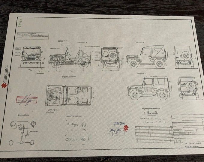 Suzuki LJ 80 1980 construction drawing ART work blueprint