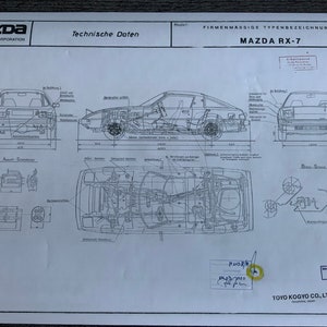 Mazda RX 7 1980 construction drawing ART work