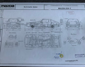 マツダ RX-7 1980 設計図 ART作品 - Etsy 日本