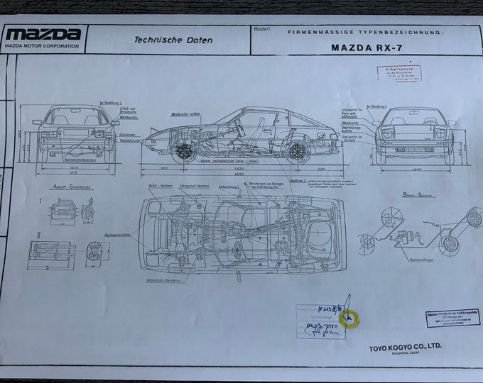Mazda RX 7 1980 design drawing ART work