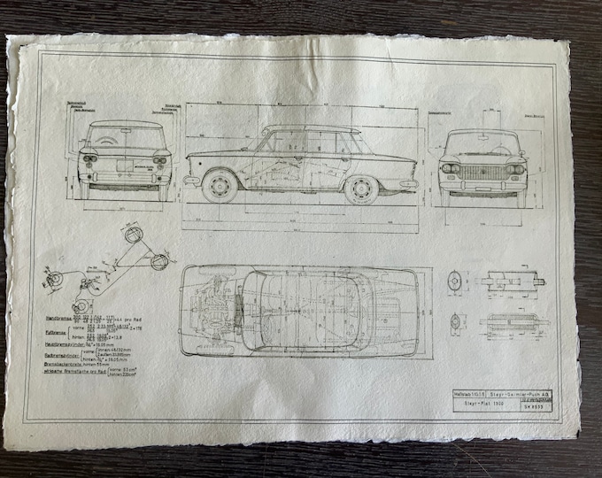Fiat 1300 construction drawing ART work