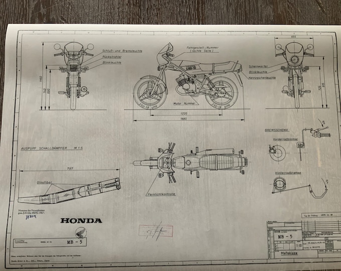 Honda MB 5 1979 construction drawing ART work blueprint