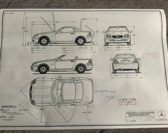 Mercedes SLK R170 SLK200 / SLK230 compressor design drawing ART work