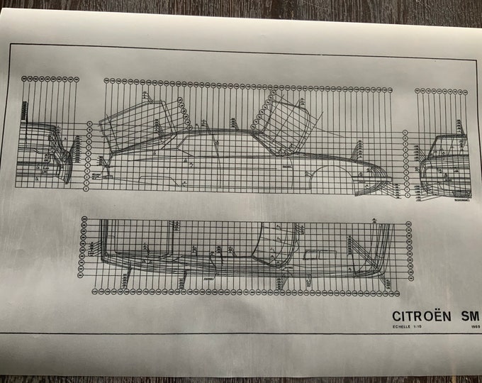 Citroen SM 1969 construction drawing ART work blueprint