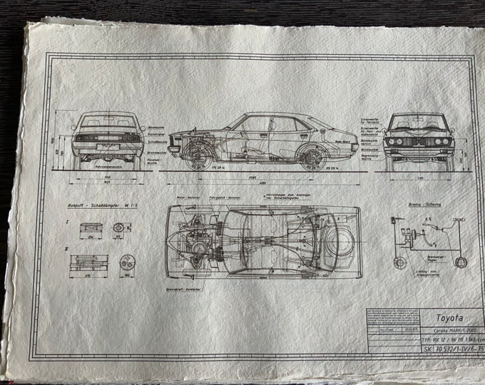 Toyota Corona Mark II 2000 1975 construction drawing ART work