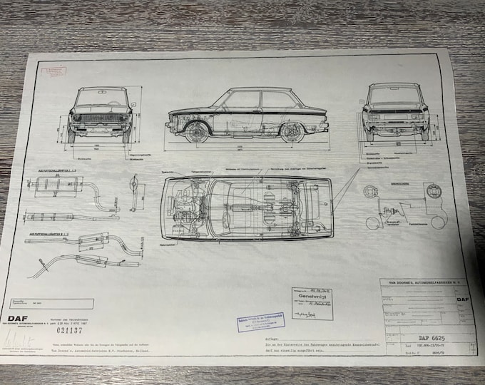DAF 6625 1971 construction drawing ART work Blueprint