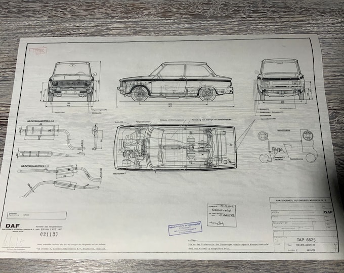 DAF 6625 1971 construction drawing ART work blueprint