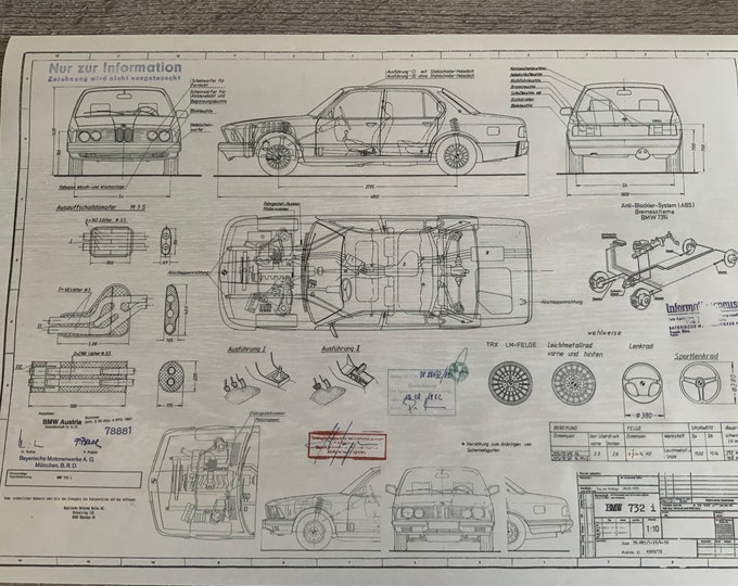 BMW E23 732i NFL 1982 construction drawing ARTwork