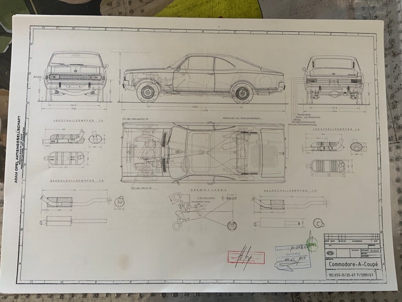 Opel Commodore A Coupe 1967 Construction Drawing ART Work Blueprint - Etsy
