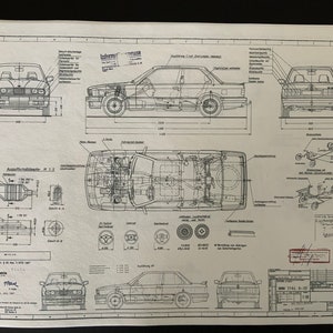 E30 BMW 316i 2 Türer 1987 Konstruktionszeichnung ARTwork