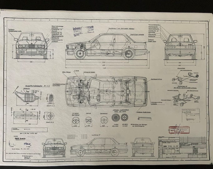 E30 BMW 316i 2-door 1987 design drawing ARTwork