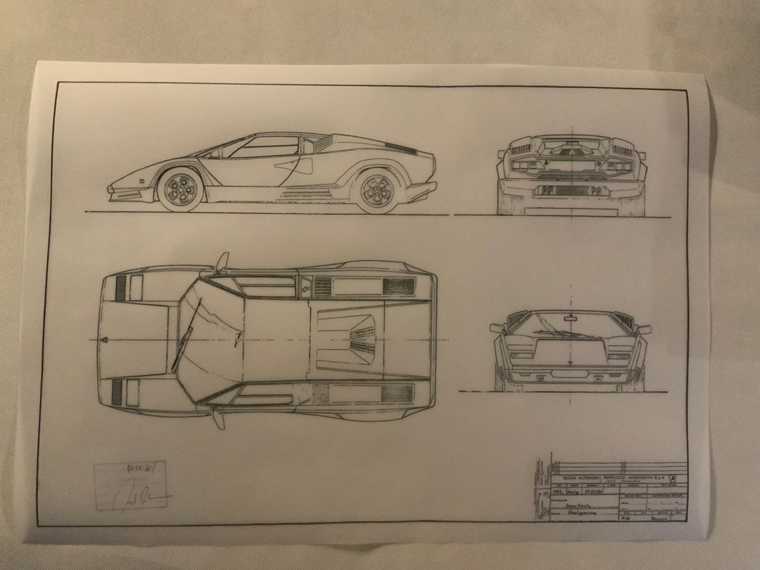 Lamborghini Countach LP 500S ( LP 5000S ) 1987 Construction Drawing ART ...