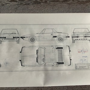 Fiat X1/9 128 AS 1 1972. Construction drawing ARTwork