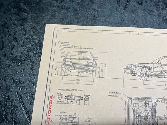 Honda Prelude AB 1.8l 1982 Design Drawing ART Work - Etsy