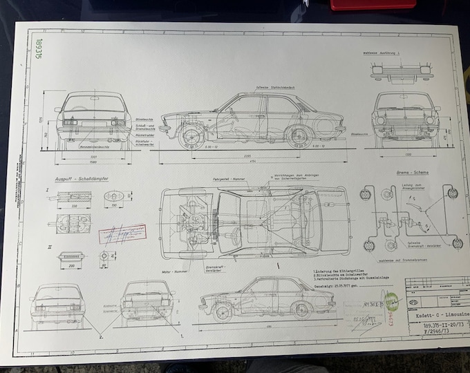 Opel Kadett C Limousine construction drawing ART work Blueprint