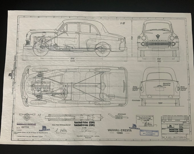 Vauxhall Cresta EIPC 1955 Velox EIPV construction drawing ART work blueprint