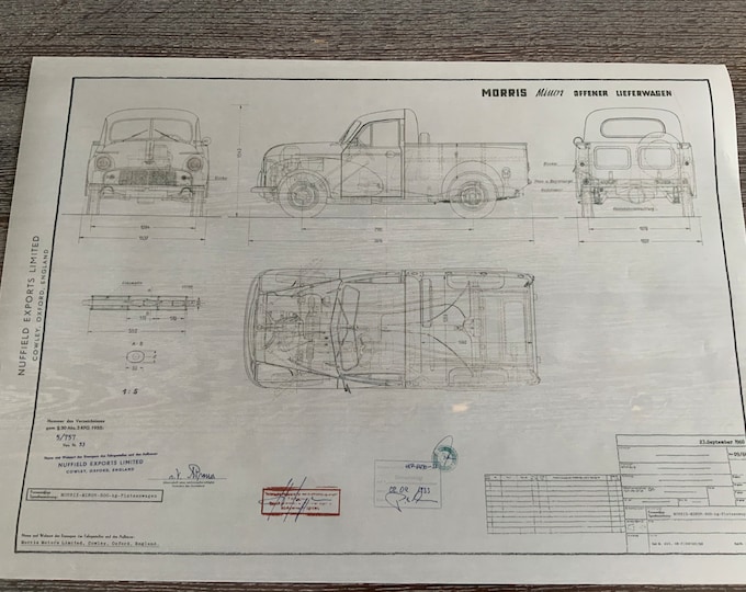Morris Minor Pick Up 1960 design drawing ARTwork
