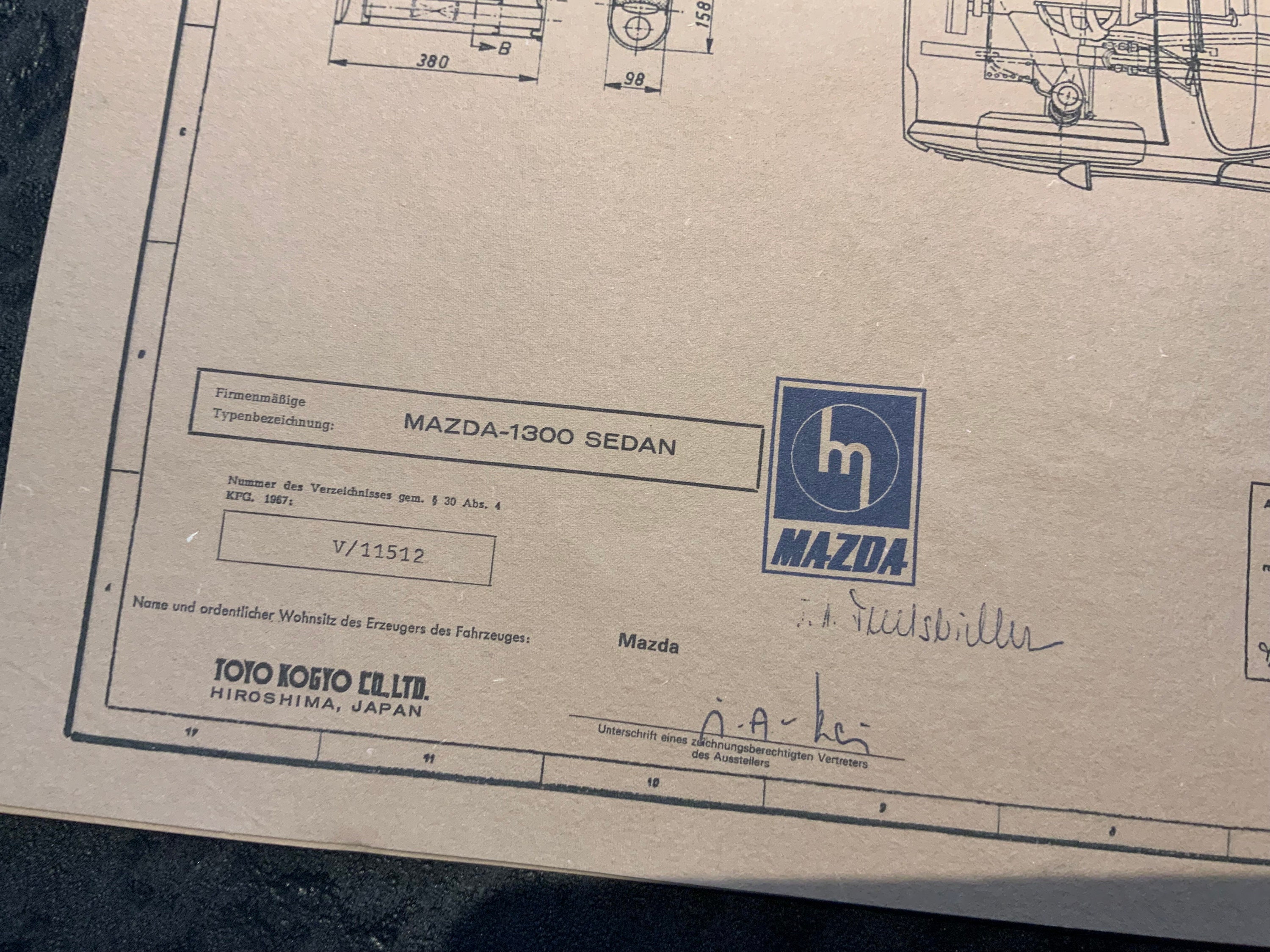 Mazda 1300 Sedan 1972 Construction Drawing ART Work Blueprint - Etsy