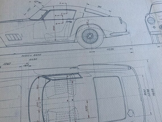 Ferrari 250 GT Comp 1969 Construction Drawing ART Work Blueprint