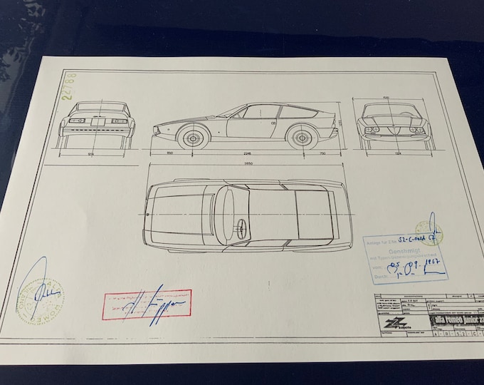 Alfa Romeo Junior Zagato 1967 construction drawing ART work