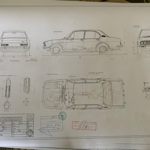 Alfa Romeo Alfetta 1971 construction drawing ART work blueprint