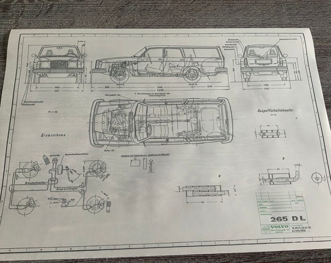 Volvo 265 DL 1976 construction drawing ART work blueprint