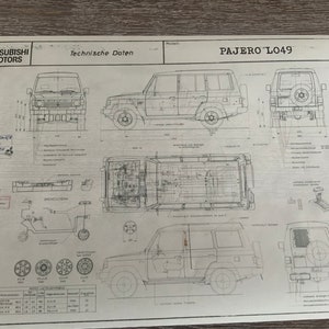Mitsubishi Pajero LO 49 Comercial 1988 construction drawing ART work blueprint