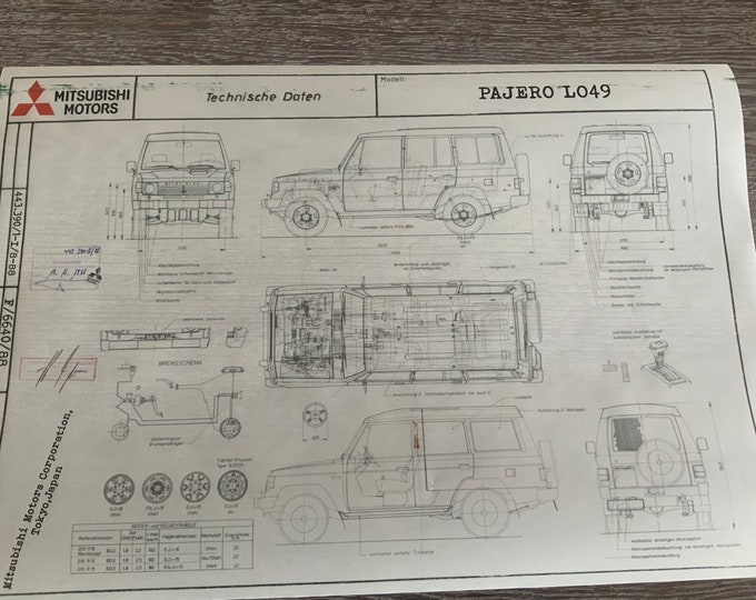 Mitsubishi Pajero LO 49 Comercial 1988 construction drawing ART work blueprint