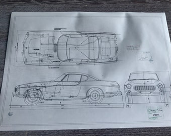 Volvo P1800 Jensen 1962 construction drawing ART work blueprint