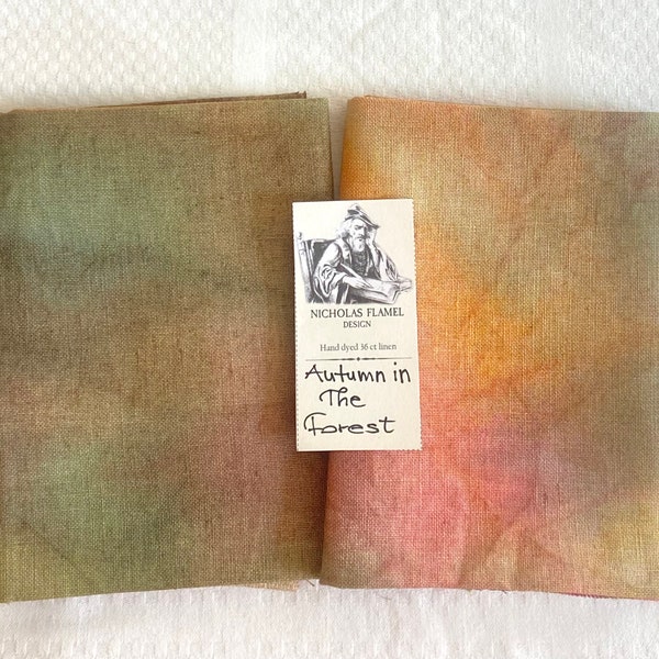 2 pcs. Hand dyed  Zweigart  linen "Autumn in The Forest"