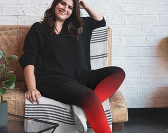 Women's Casual Leggings Black Red