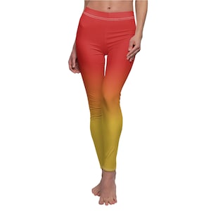 Women&#39;s Red to Gold Gradient Casual Leggings