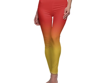 Women's Red to Gold Gradient Casual Leggings