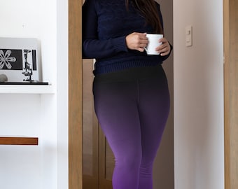 Women's Black To Purple Gradient Casual Leggings