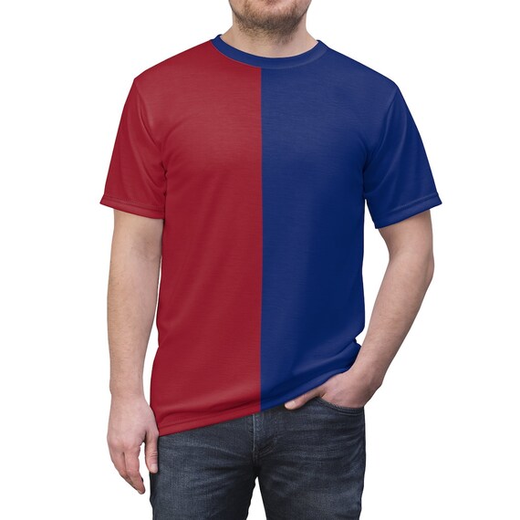 Blue Red Two Tone Adult Split Tee Half And Half Etsy