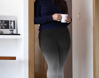 Women's Black to Grey Gradient High Casual Leggings