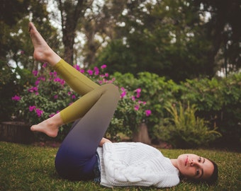 Women's Purple to Gold Gradient Casual Leggings