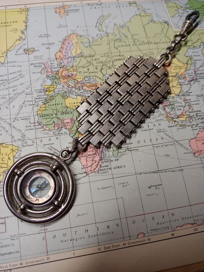 Vintage Compass with Stainless Fob and Strap bild 1