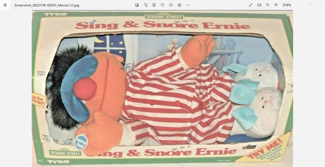 1996 Tyco Sesame Street Sleep & Snore Ernie Talking Singing Doll Etsy