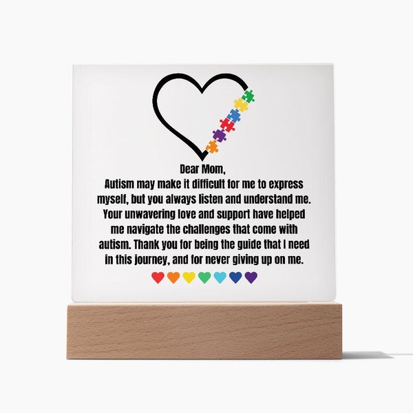 Autism Special Mom Plaque | Mother's Day Gift | Tiny Puzzle Piece Necklace | Autism Awareness Present | Office Desk Sign
