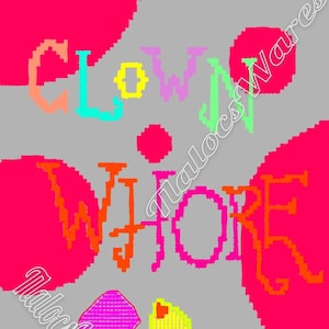 Clown Wh-re Cross Stitch Wand Bow Tie Clowns Colourful