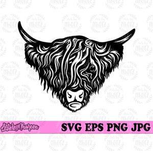 Highland Cow svg, Highland Cow Clipart, Cow Head svg, Cow svg, Farm Cow svg, Highland Cow png, Cow Cutfile, Farm Animal svg, Farm Jpeg svg