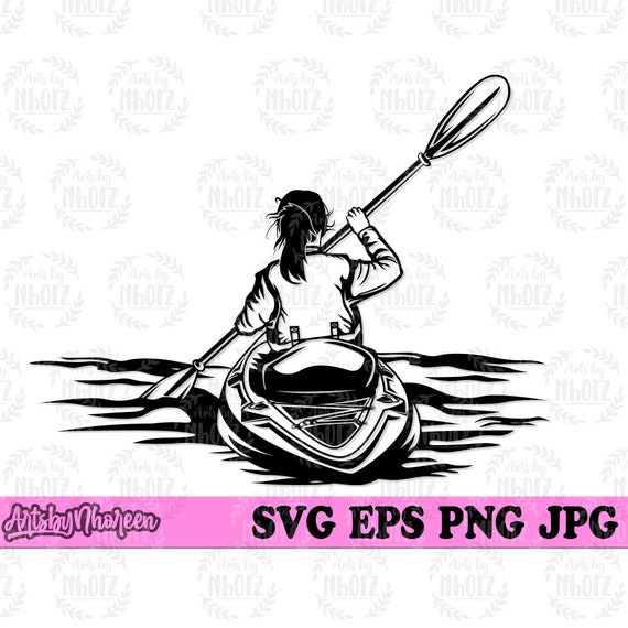 Kayaking Girl Svg Summer Activity Clipart Lake Scene Etsy