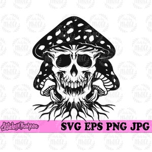 Skull Mushroom svg, Kush Life Clipart, Mushroom Stencil, Fungi Cut File, Fungos T-shirt Design png, Scary Mushroom dxf, Boo Haunted Horror