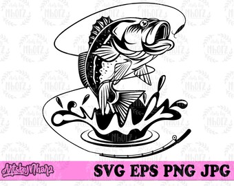 BassFisch Clipart, BassFisch svg, Bass Fish Cutfile, Bass svg, Angelshirt Svg, BassFisch png, Angler svg, Angeln svg, SeeFischen svg