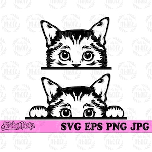 Cute Peeking Cat SVG Bundle, Peeking Animal svg, Cat svg, Peeking Cat png, Cat Clipart, Cat Cutfile, Cute Cat svg, Peeking Cat png, Cat dxf